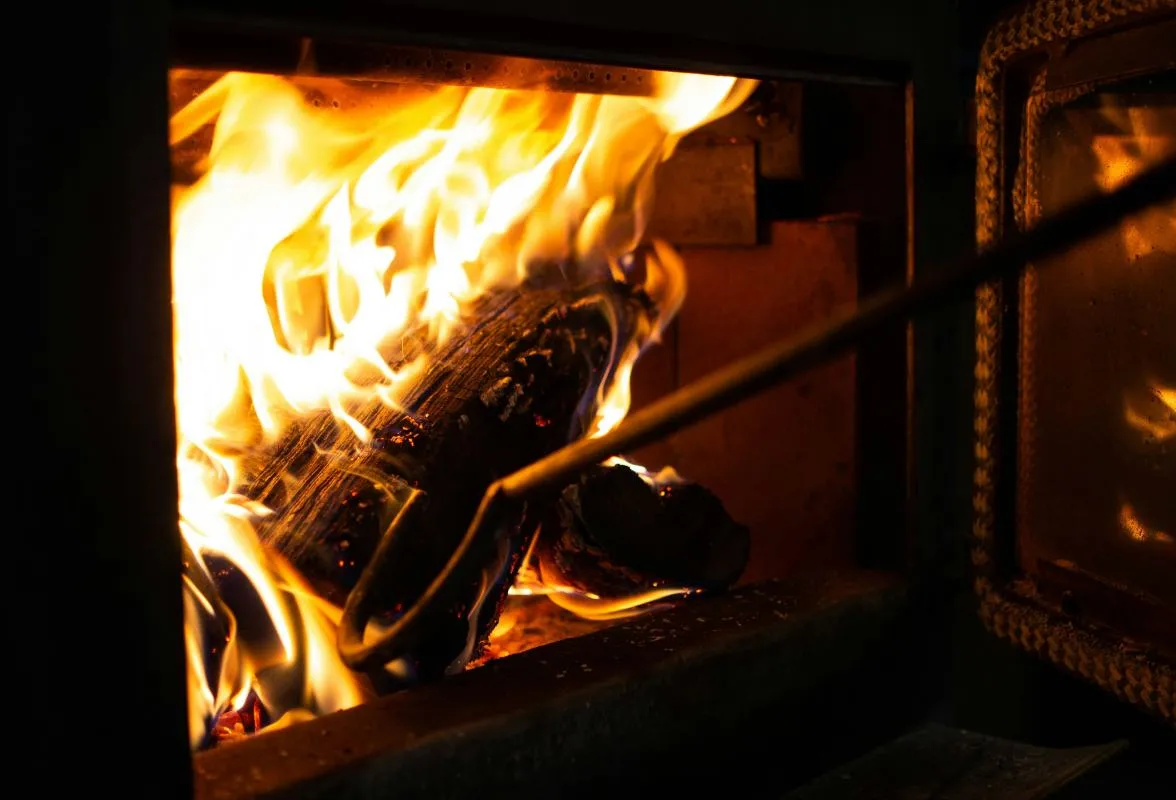 Fire in a wood stove